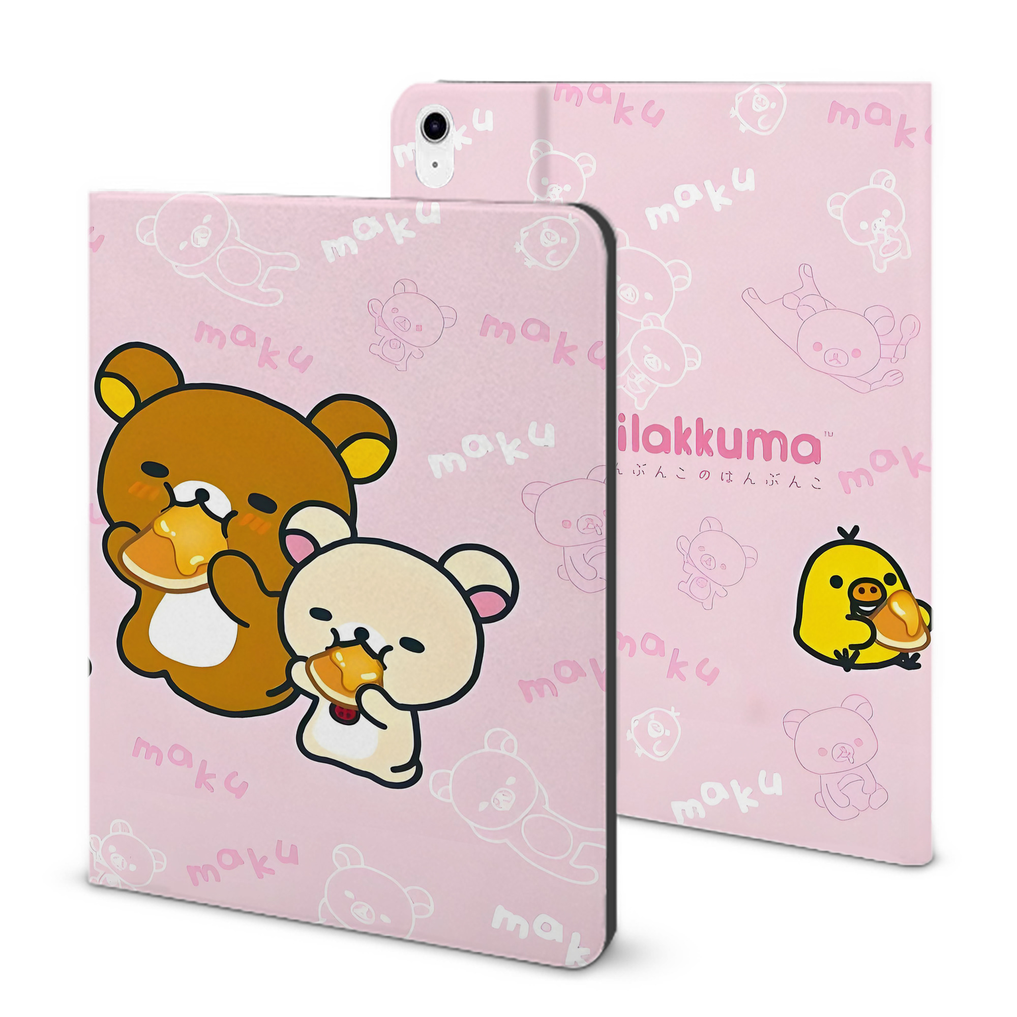 （画像用） リラックマ リラックマ キイロイトリ Rilakkuma Korilakkuma Kiiroitori IPad ケース ブック型 PUレザー TPU 耐衝撃 軽量 薄型 ペン収納なし 全面保護 IPad 各モデル対応